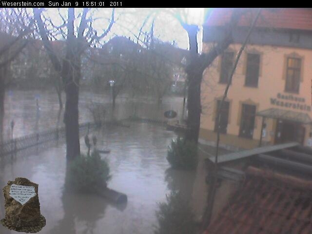 Hochwasser 2011 Gasthaus Weserstein, Hann. Mnden